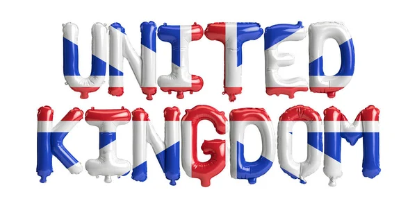 Illustratie Van Verenigd Koninkrijk Letter Ballonnen Met Vlaggen Kleur Geïsoleerd — Stockfoto