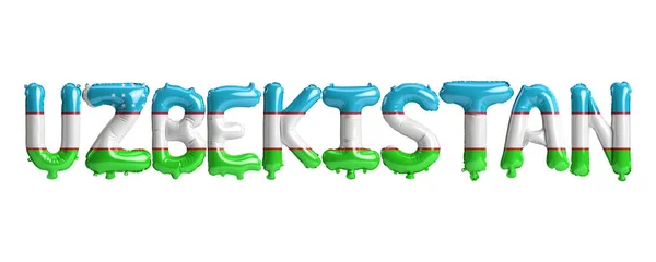 Illustratie Van Oezbekistan Letter Ballonnen Met Vlaggen Kleur Geïsoleerd Wit — Stockfoto