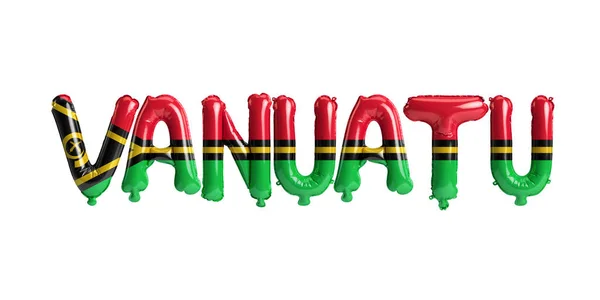 Illustrazione Palloncini Vanuatu Lettera Con Bandiere Colore Isolato Bianco — Foto Stock