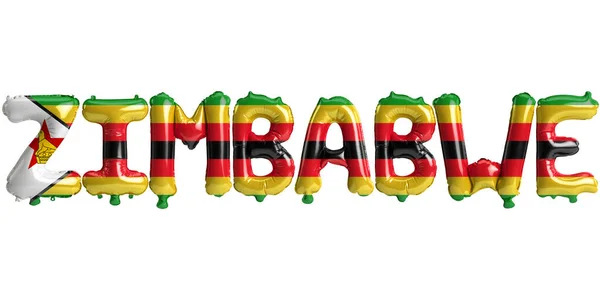 Illustration Zimbabwe Bokstäver Ballonger Med Flaggor Färg Isolerad Vitt — Stockfoto