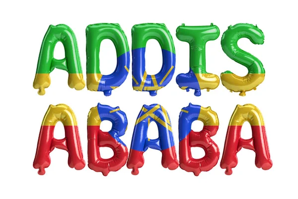 Illustratie Van Addis Abeba Hoofdstad Ballonnen Met Ethiopië Vlaggen Kleur — Stockfoto