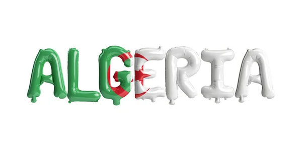 Illustrazione Palloncini Algeria Lettera Con Bandiere Colore Isolato Bianco — Foto Stock