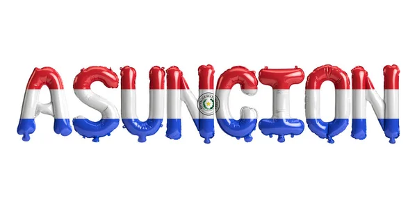 Illustratie Van Asuncion Hoofdballonnen Met Paraguay Vlaggen Kleur Geïsoleerd Wit — Stockfoto