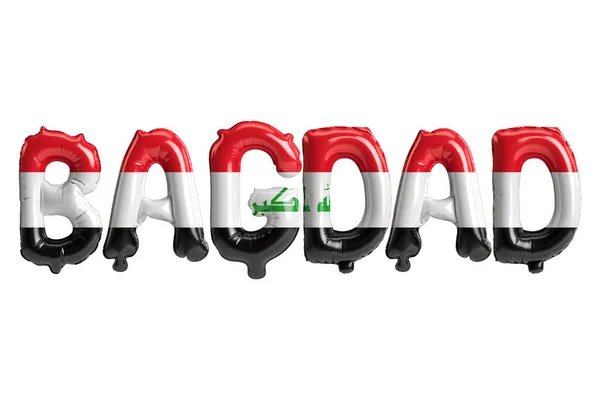 Illustration Bagdad Capital Balloons Iraq Flags Color Isolated White — Foto Stock