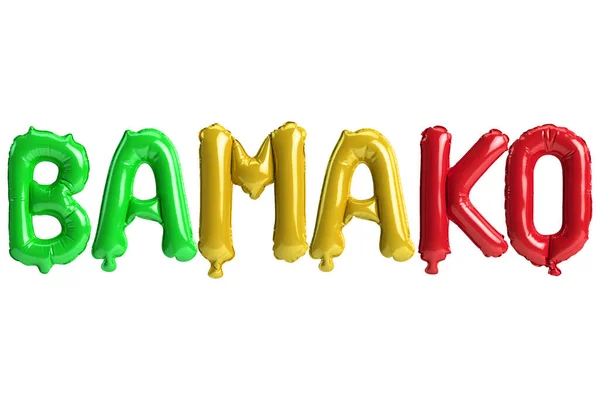 Illustration Bamako Capital Balloons Mali Flags Color Isolated White — 스톡 사진