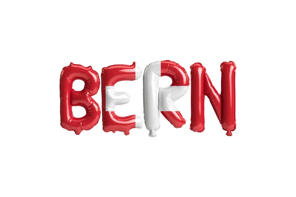 Illustration Bern Capital Balloons Switzerland Flags Color Isolated White — Stock Fotó