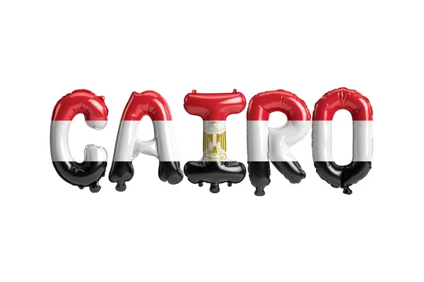 Illustration Cairo Capital Balloons Egypt Flags Color Isolated White — Foto Stock