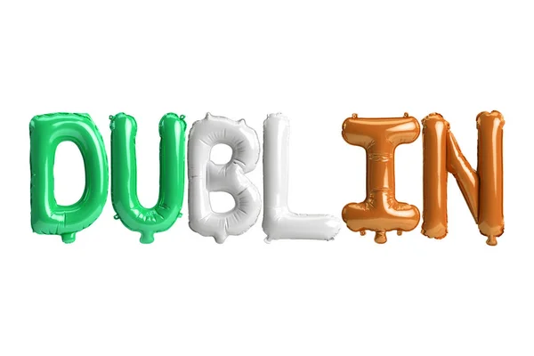 Illustration Dublin Huvudballonger Med Irland Flaggor Färg Isolerad Vitt — Stockfoto