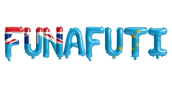 Illustration Funafuti Capital Balloons Tuvalu Flags Color Isolated White — Zdjęcie stockowe