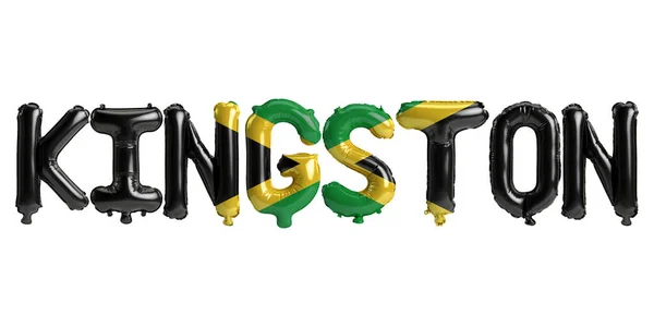 Illustration Kingston Capital Balloons Jamaica Flags Color Isolated White — Stock Photo, Image