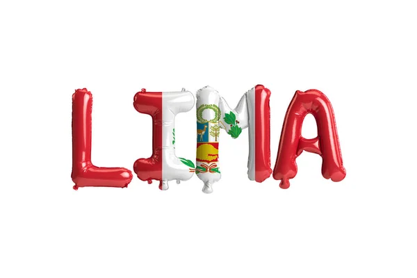 Illustration Lima Capital Balloons Peru Flags Color Isolated White — Stock fotografie