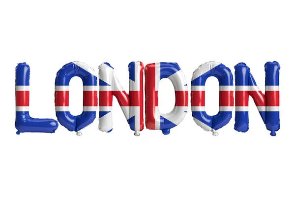 Illustration London Capital Balloons United Kingdom Flags Color Isolated White — Zdjęcie stockowe