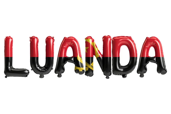 Illustratie Van Luanda Hoofdstad Ballonnen Met Angola Vlaggen Kleur Geïsoleerd — Stockfoto