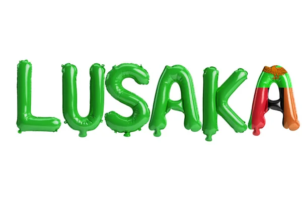 Illustration Lusaka Capital Balloons Zambia Flags Color Isolated White — 스톡 사진