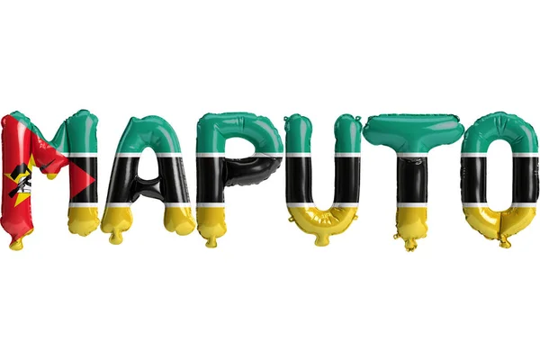 Illustration Maputo Capital Balloons Mozambique Flags Color Isolated White — Photo