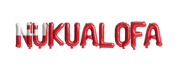 Illustration Nukualofa Capital Balloons Tonga Flags Color Isolated White — 스톡 사진