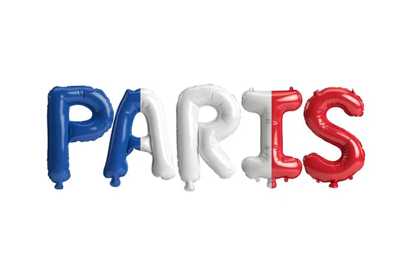 Ilustracja Stolicy Paryża Balony Francji Flagi Kolor Izolowany Białym — Zdjęcie stockowe