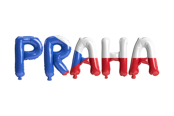 Illustration Praha Capital Balloons Czech Flags Color Isolated White — 스톡 사진