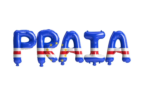 Illustration Praia Capital Balloons Cape Verde Flags Color Isolated White — Foto Stock