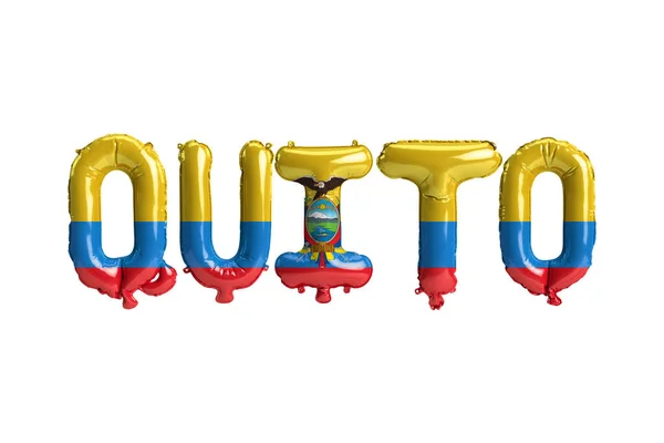 Illustratie Van Quito Hoofdstad Ballonnen Met Ecuador Vlaggen Kleur Geïsoleerd — Stockfoto
