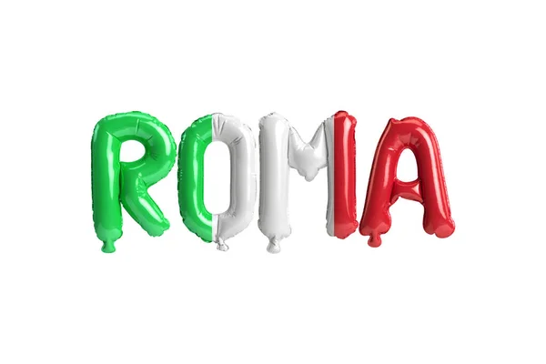Illusztráció Roma Főváros Léggömbök Olaszország Zászlók Szín Elszigetelt Fehér — Stock Fotó
