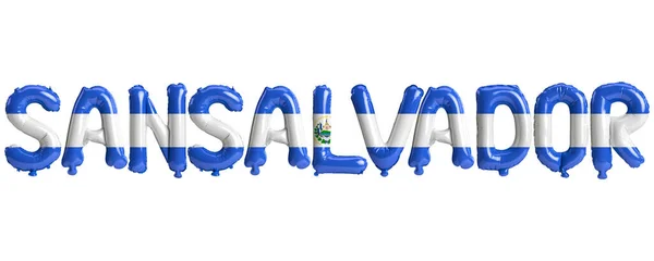 Illustration San Salvador Capital Balloons Salvador Flags Color Isolated White — Stock Fotó