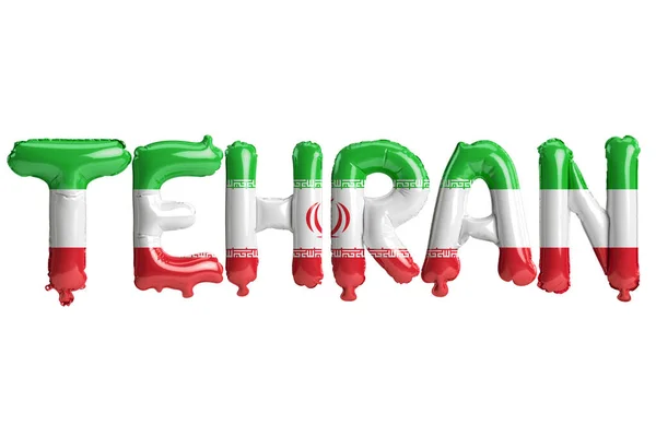 Illustration Tehran Capital Balloons Iran Flags Color Isolated White — 스톡 사진
