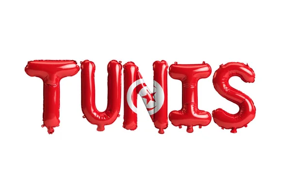 Illustratie Van Tunis Hoofdstad Ballonnen Met Tunesië Vlaggen Kleur Geïsoleerd — Stockfoto