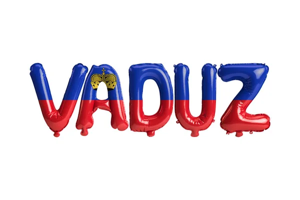 Illustration Vaduz Capital Balloons Liechtenstein Flags Color Isolated White —  Fotos de Stock