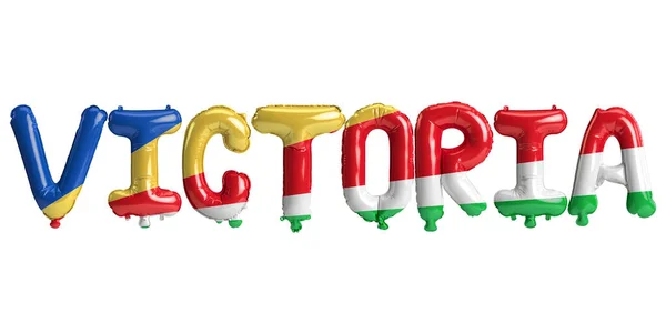 Illustration Victoria Huvudballonger Med Seychellerna Flaggor Färg Isolerad Vit — Stockfoto