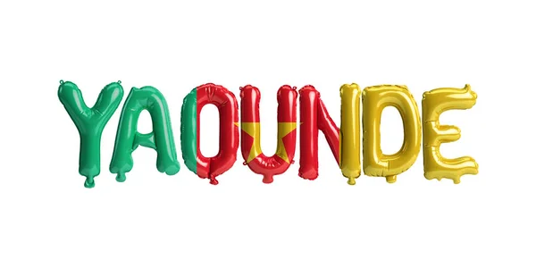 Illustration Yaounde Capital Balloons Cameroon Flags Color Isolated White — Stock fotografie