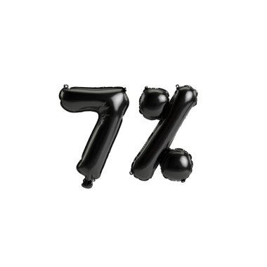 3D illüstrasyon siyah balonlar% 7 oranında beyaz arka planda izole