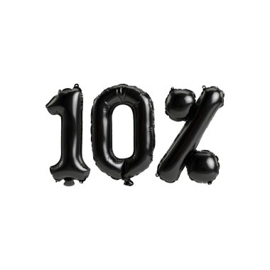 3D illüstrasyon siyah balonlar% 10 beyaz arkaplan üzerinde izole