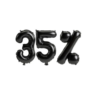 3D illüstrasyon siyah balonlar% 35 beyaz arkaplan üzerinde izole