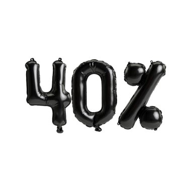 3D illüstrasyon siyah balonlar% 40 beyaz arkaplan üzerinde izole