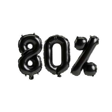 3D illüstrasyon siyah balonlar% 80 beyaz arkaplan üzerinde izole