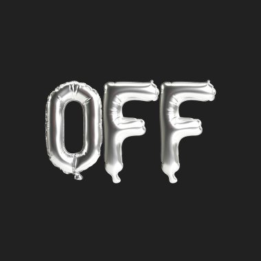 3D resimli gümüş balonlar siyah arkaplanda izole edilmiş.