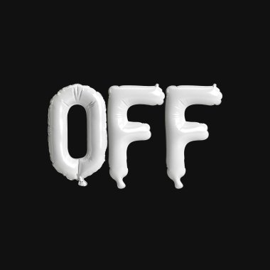 3D resimli beyaz balonlar siyah arkaplanda izole edilmiş.