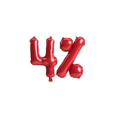 3D resimli kırmızı balonlar beyaz arkaplanda% 4 oranında izole edilmiş.