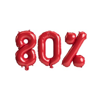 3d illüstrasyon kırmızı balonlar% 80 beyaz arka planda izole