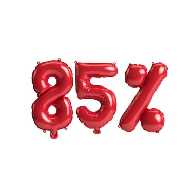 3D resimli kırmızı balonlar beyaz arkaplanda% 85 oranında izole edilmiş.