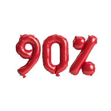 3D illüstrasyon kırmızı balonları beyaz arkaplanda% 90 izole şekildedir