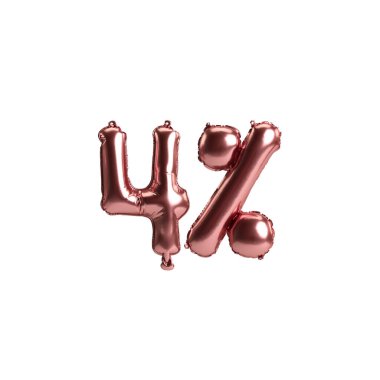 3D illüstrasyon gül altın balonları% 4 beyaz arka planda izole