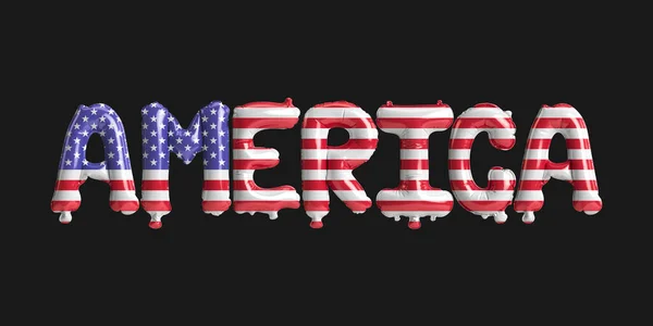 Illustration America Letter Balloons Flags Color United States Isolated Black — Stockfoto