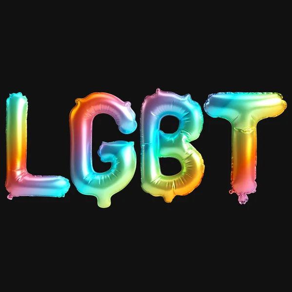 Illustration Rainbow Balloons Lgbt Letter Isolated Black Background — Stock fotografie