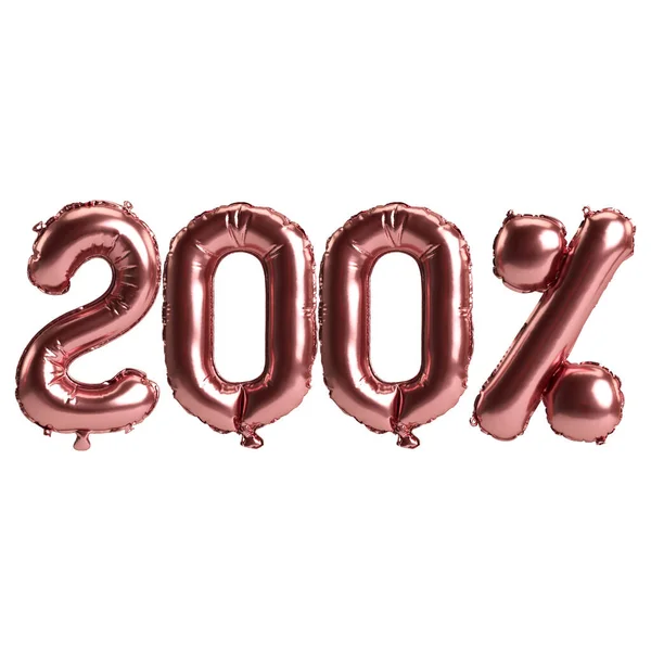 Ilustração Subiu Forma Balões Ouro 200 Isolado Fundo Branco — Fotografia de Stock