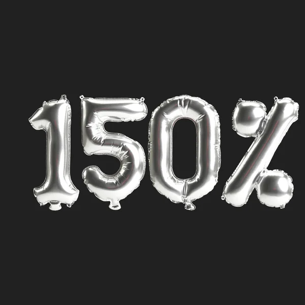 Ilustração Balões Prata 150 Forma Isolada Fundo Preto — Fotografia de Stock