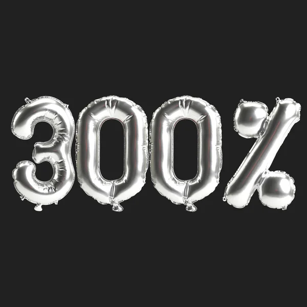 Illustration Silver Balloons 300 Shape Isolated Black Background — Fotografia de Stock