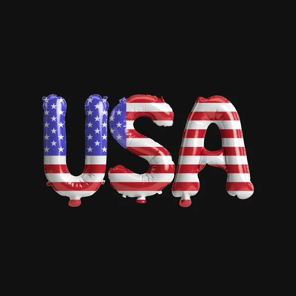 Illustration Usa Letter Balloons Flags Color United States Isolated Black — ストック写真