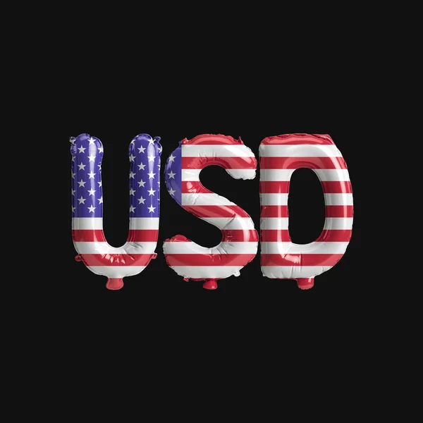 Illustrazione Valuta Palloncini Lettera Usd Con Bandiere Colore Stati Uniti — Foto Stock